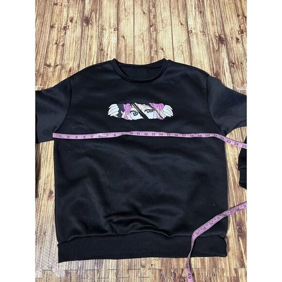 Shein Black Sweater Anime Girl Sz Large - Picture 6 of 7